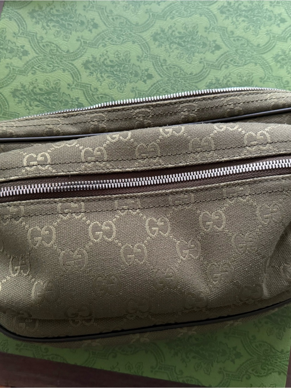 Gucci Green GG Canvas Waist Belt Bag with Signature Web Trim - Picture 2 of 4